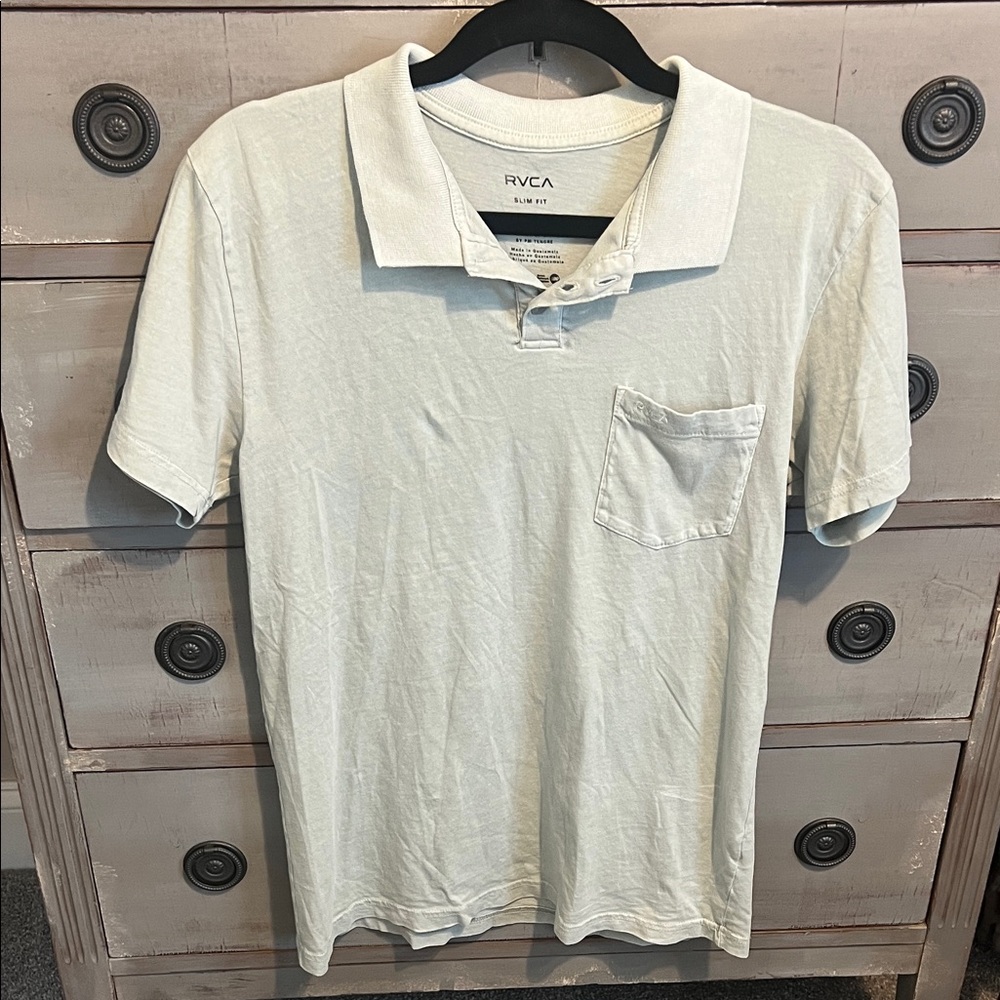 RVCA Men's Classic Light Green Polo Shirt Sz small
